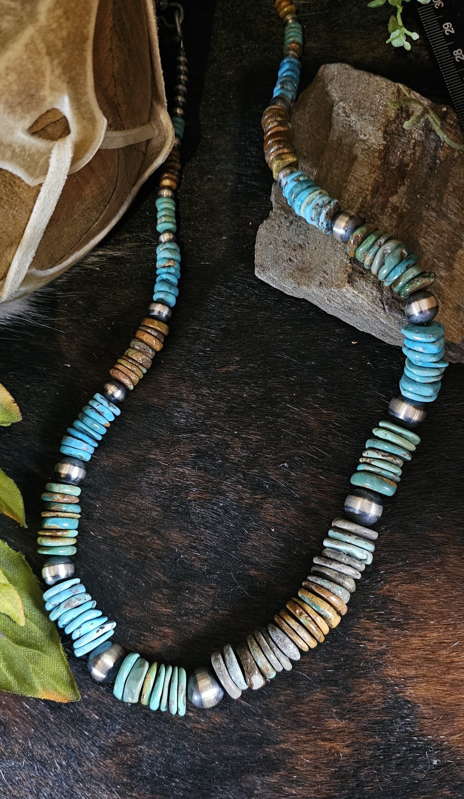 26in. Royston Turquoise Heishi Necklace
