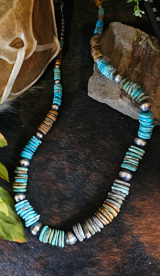 26in. Royston Turquoise Heishi Necklace