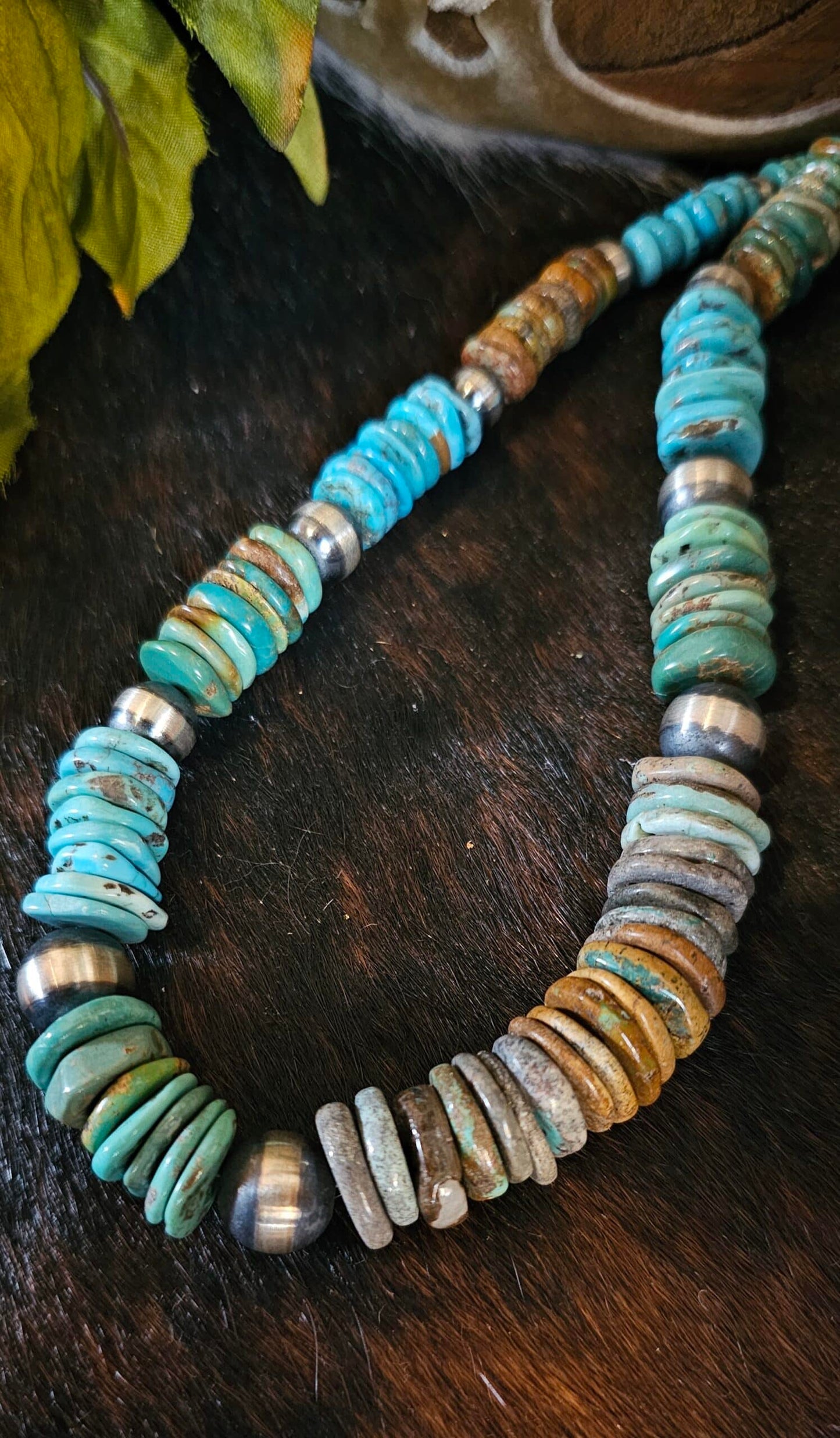26in. Royston Turquoise Heishi Necklace