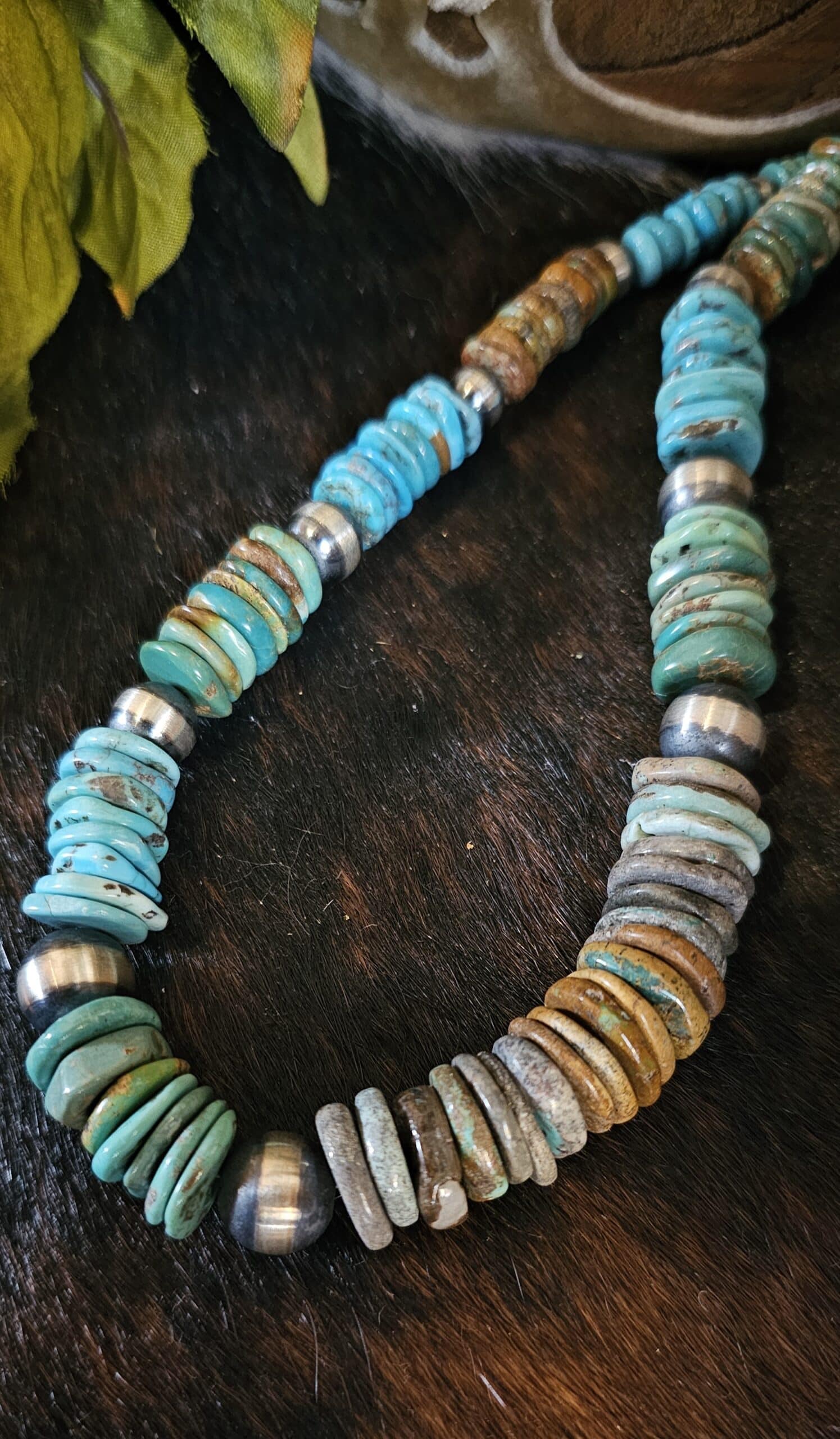 26in. Royston Turquoise Heishi Necklace
