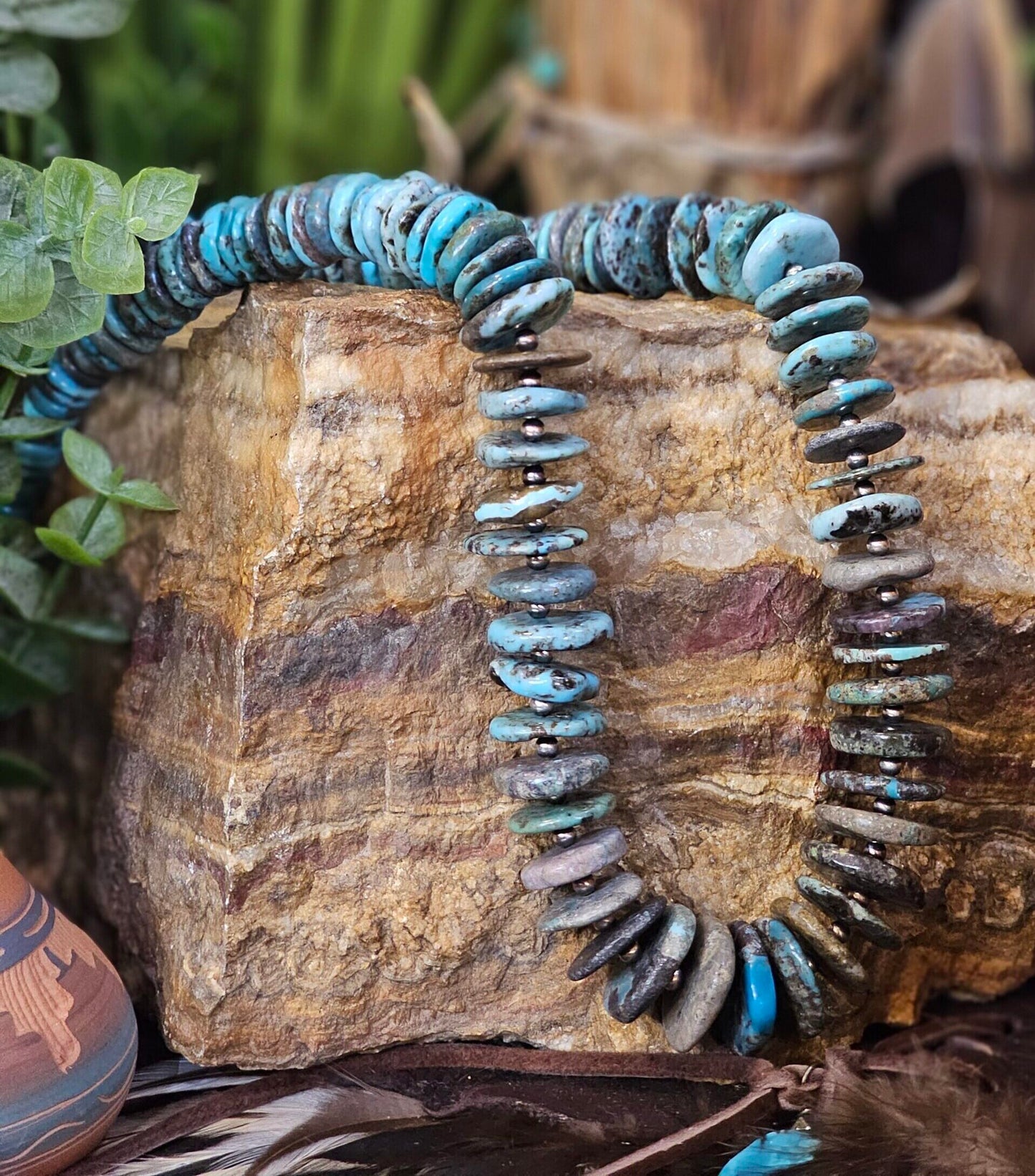 Kingman Turquoise Heishi Necklace