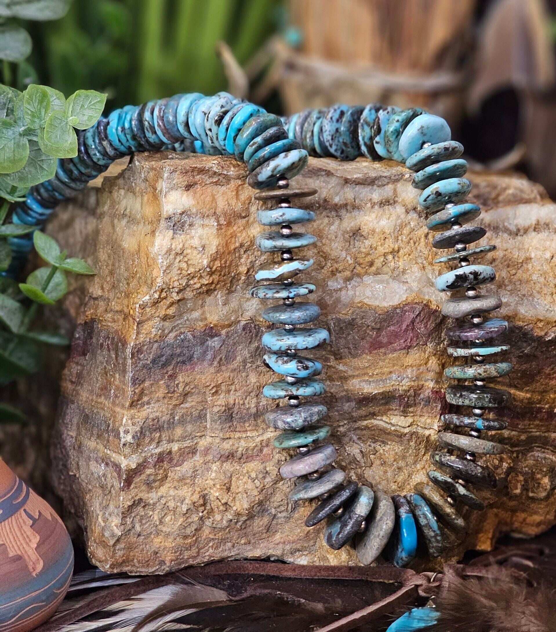 Kingman Turquoise Heishi Necklace