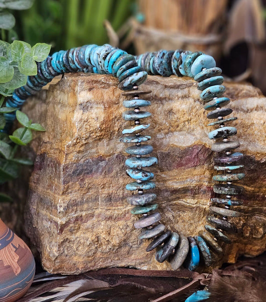 Kingman Turquoise Heishi Necklace
