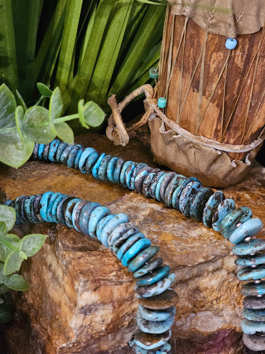 Kingman Turquoise Heishi Necklace