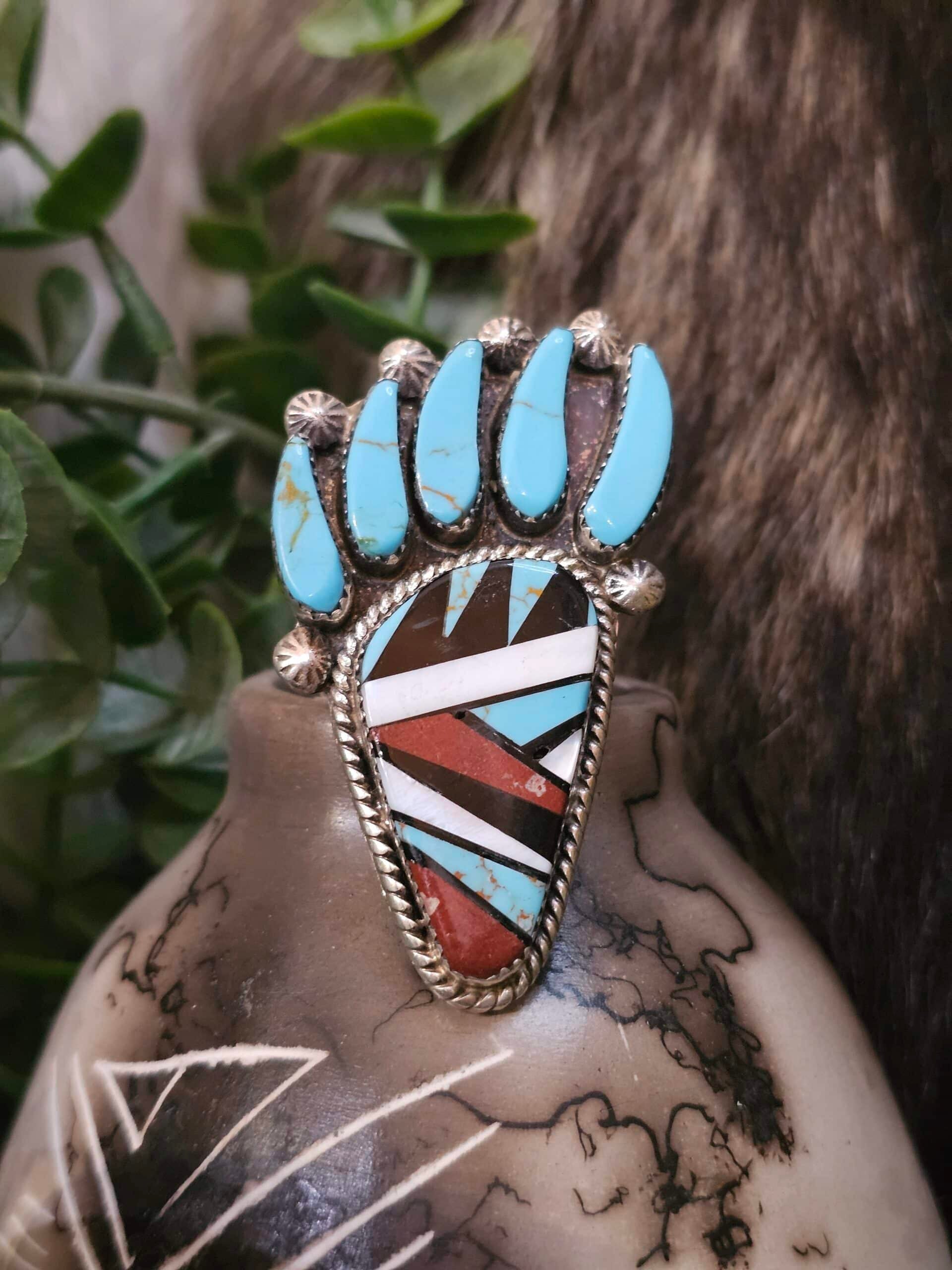 Zuni Ring w/ Kingman Turquoise - Size 10.5