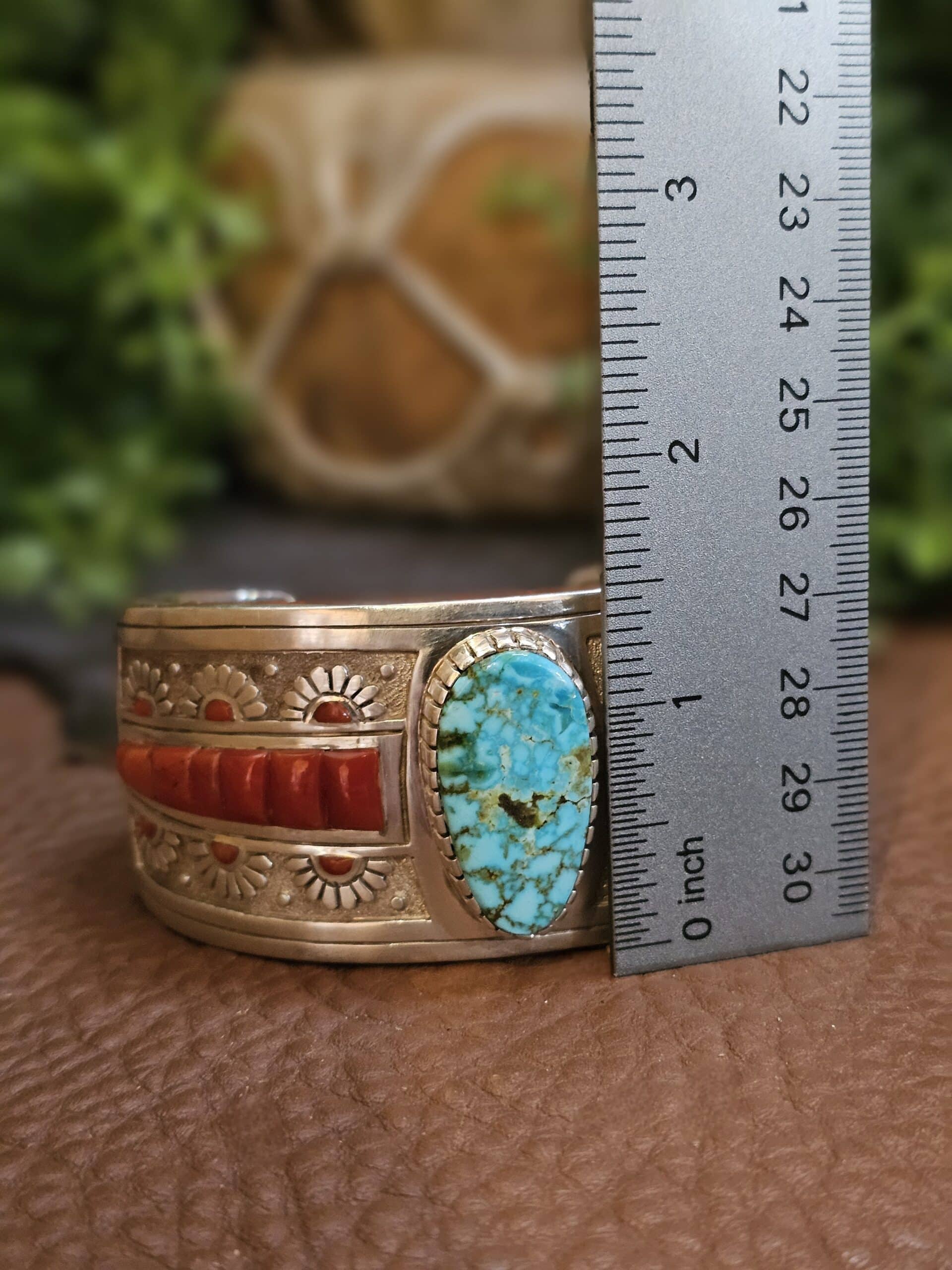 Zuni Bracelet w/ Coral and Kingman Turquoise