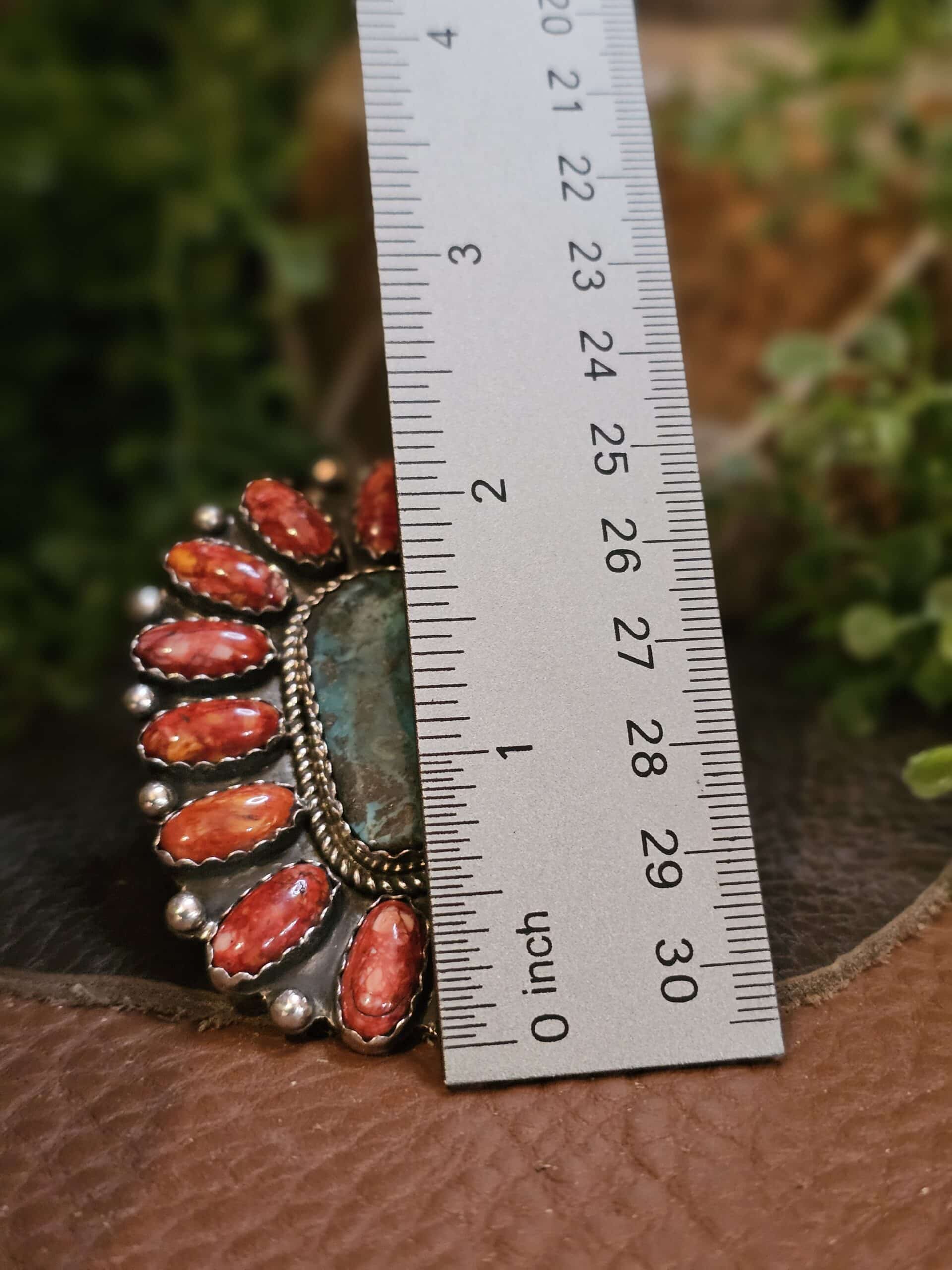 Adjustable Kingman Turquoise and Spiny Oyster Ring