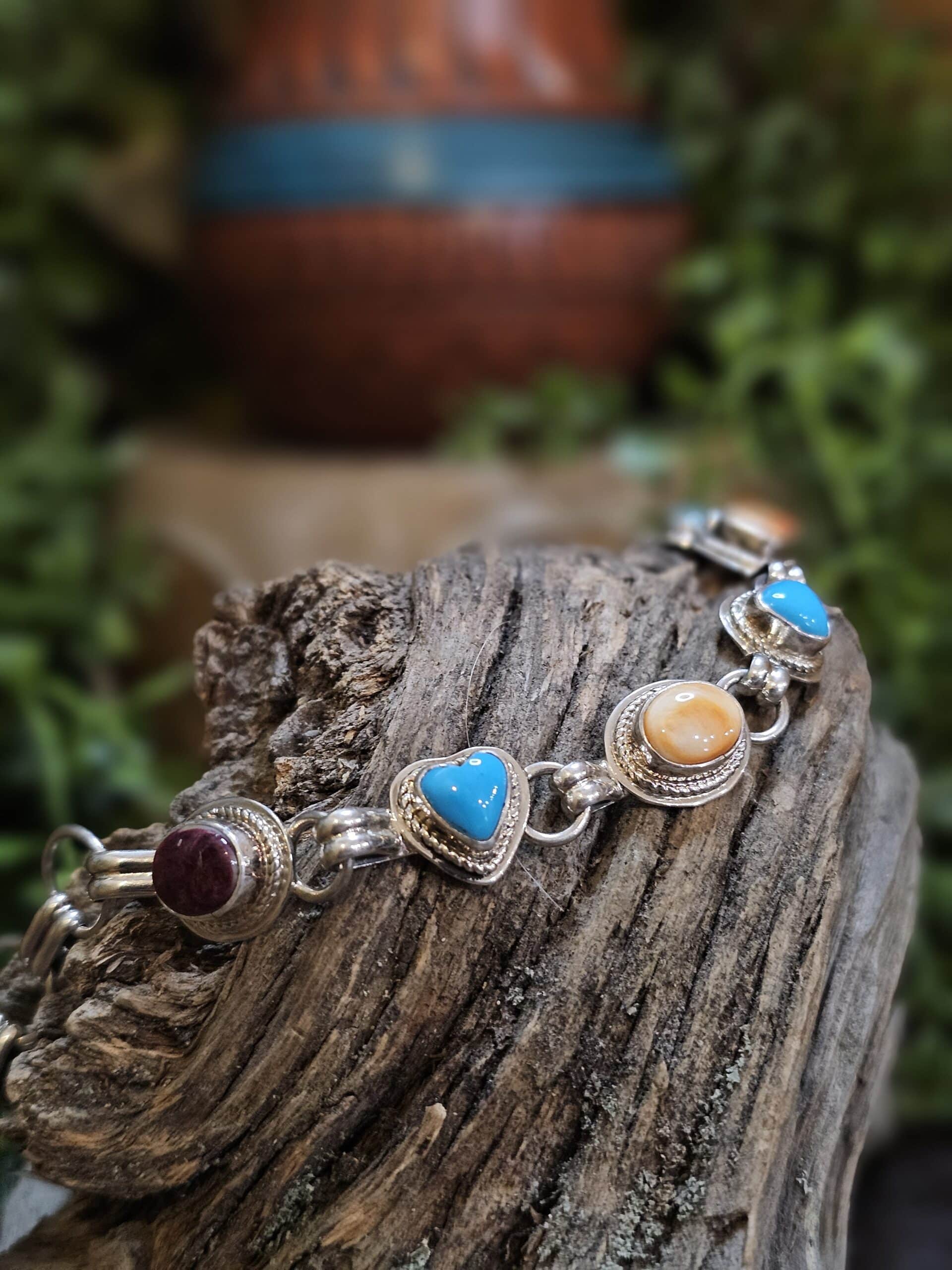 Kingman Turquoise and Spiny Oyster Bracelet