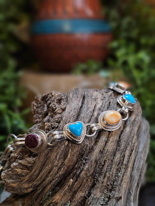 Kingman Turquoise and Spiny Oyster Bracelet