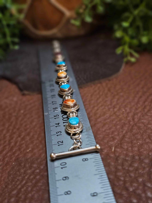 Kingman Turquoise and Spiny Oyster Bracelet
