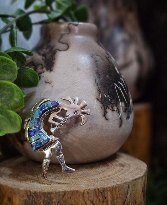 Zuni Pin Necklace w/ Spiderweb Opal Inlay