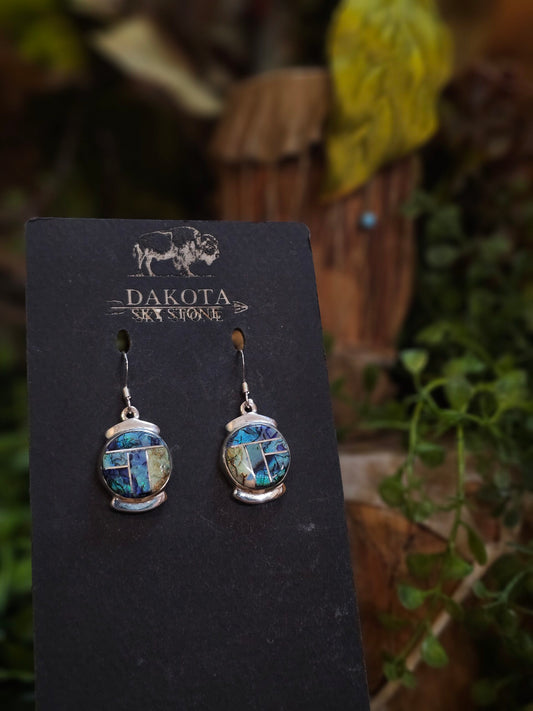 Zuni Earrings w/ Spiderweb Opal Inlay