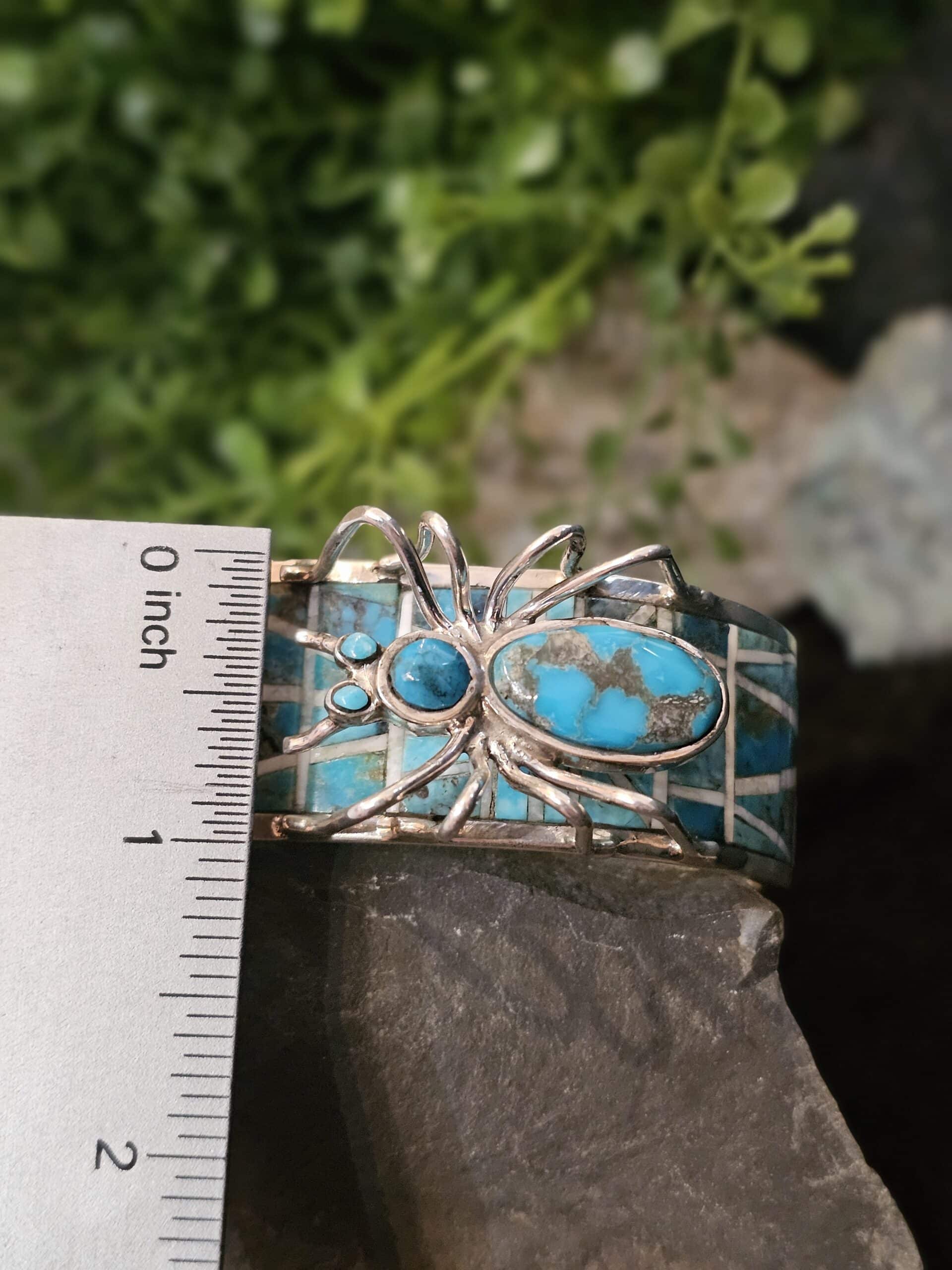 Zuni Bracelet w/ Kingman Turquoise and Walrus Ivory Inlay
