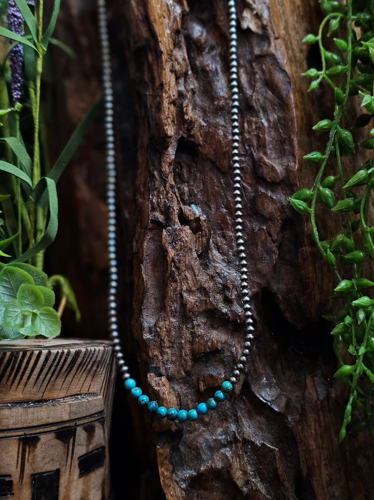 24in. Navajo Pearl Necklace w/ Kingman Turquoise