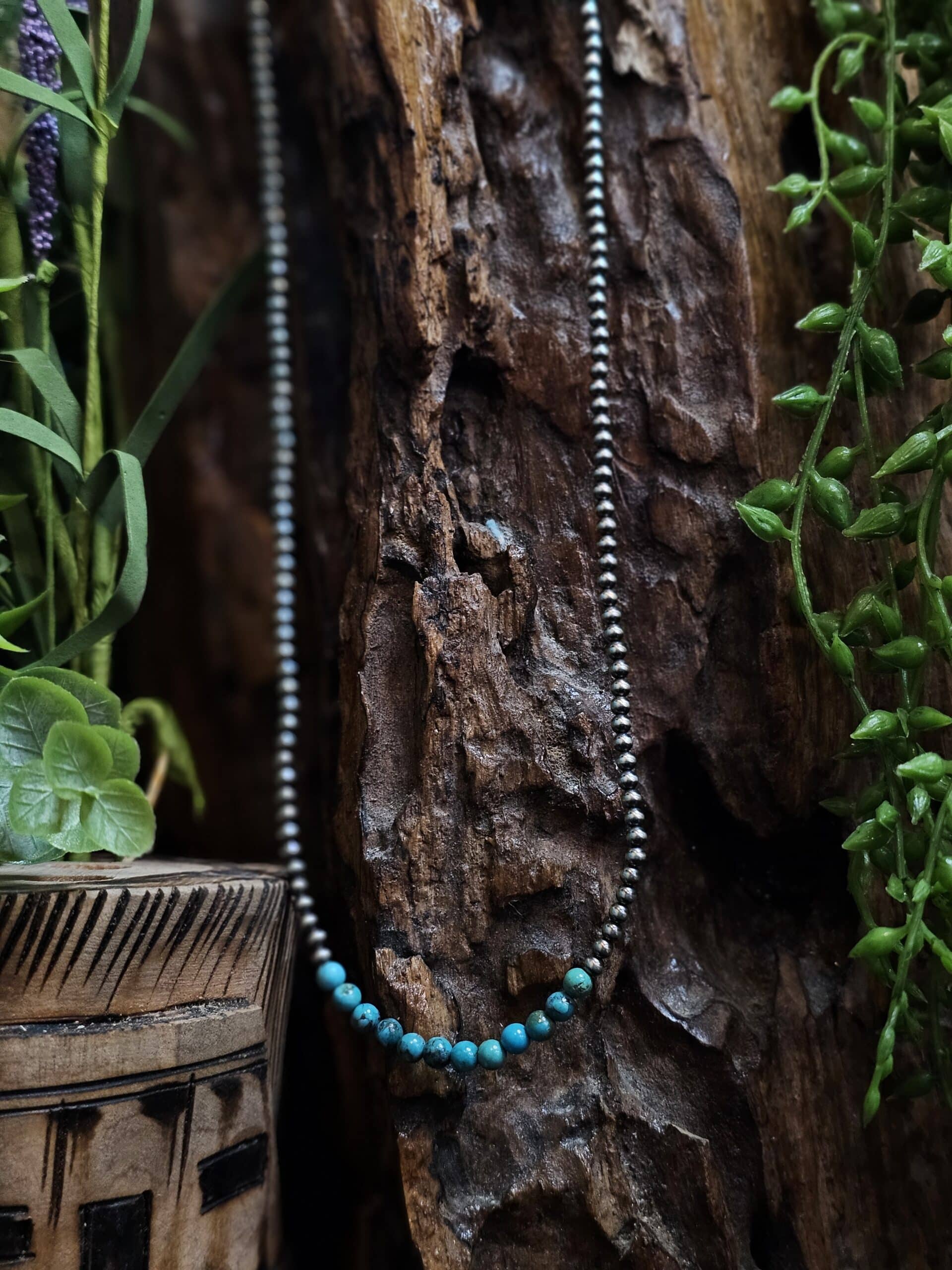 24in. Navajo Pearl Necklace w/ Kingman Turquoise