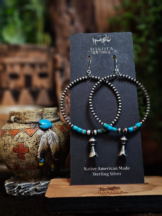 Navajo Pearl Earrings w/ Kingman Turquoise