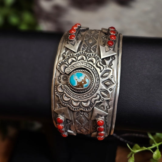 Royston Turquoise Bracelet w/ Coral