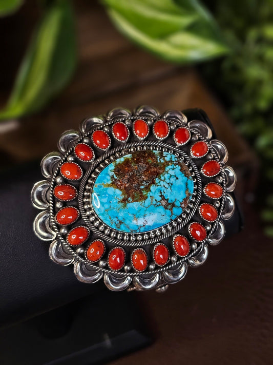 Sierra Nevada Turquoise Bracelet w/ Coral