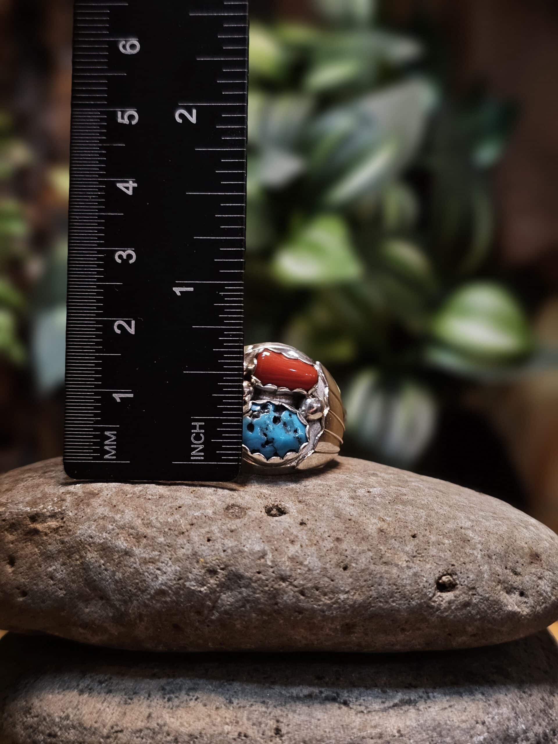 Sleeping Beauty Turquoise and Coral Ring