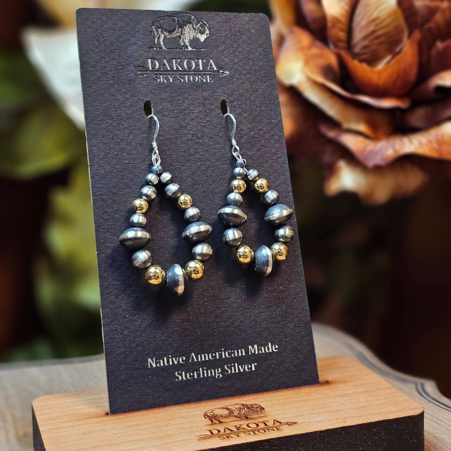 Gold-Plated Navajo Pearl Earrings w/ Saucer Beads