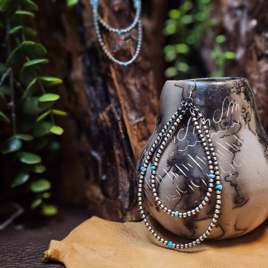 Navajo Pearl Earrings w/ Kingman Turquoise
