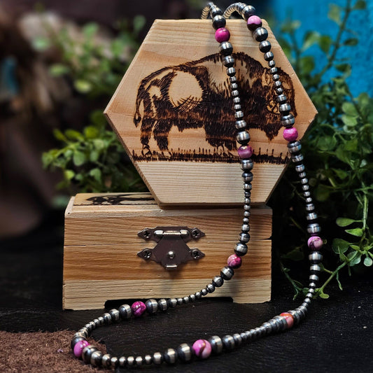 24in. Navajo Pearl Necklace w/ Dahlia