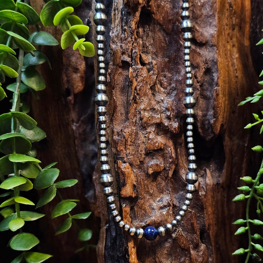 20in. Navajo Pearl Necklace w/ Blue Lapis