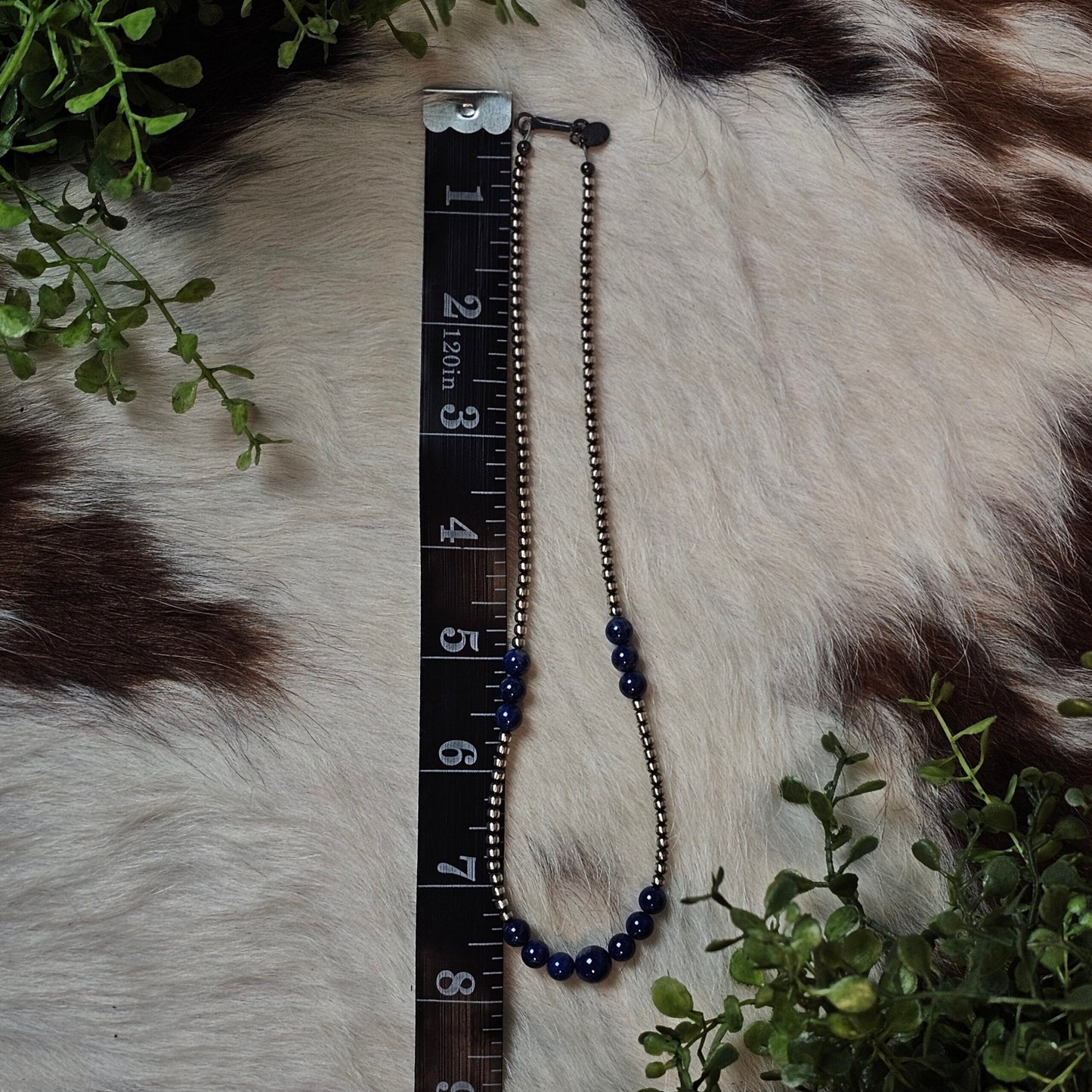 16in. Navajo Pearl Necklace w/ Blue Lapis