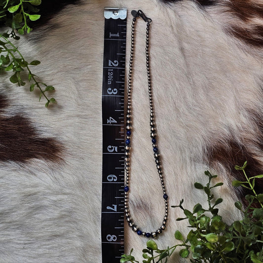 16in. Navajo Pearl Necklace w/ Blue Lapis