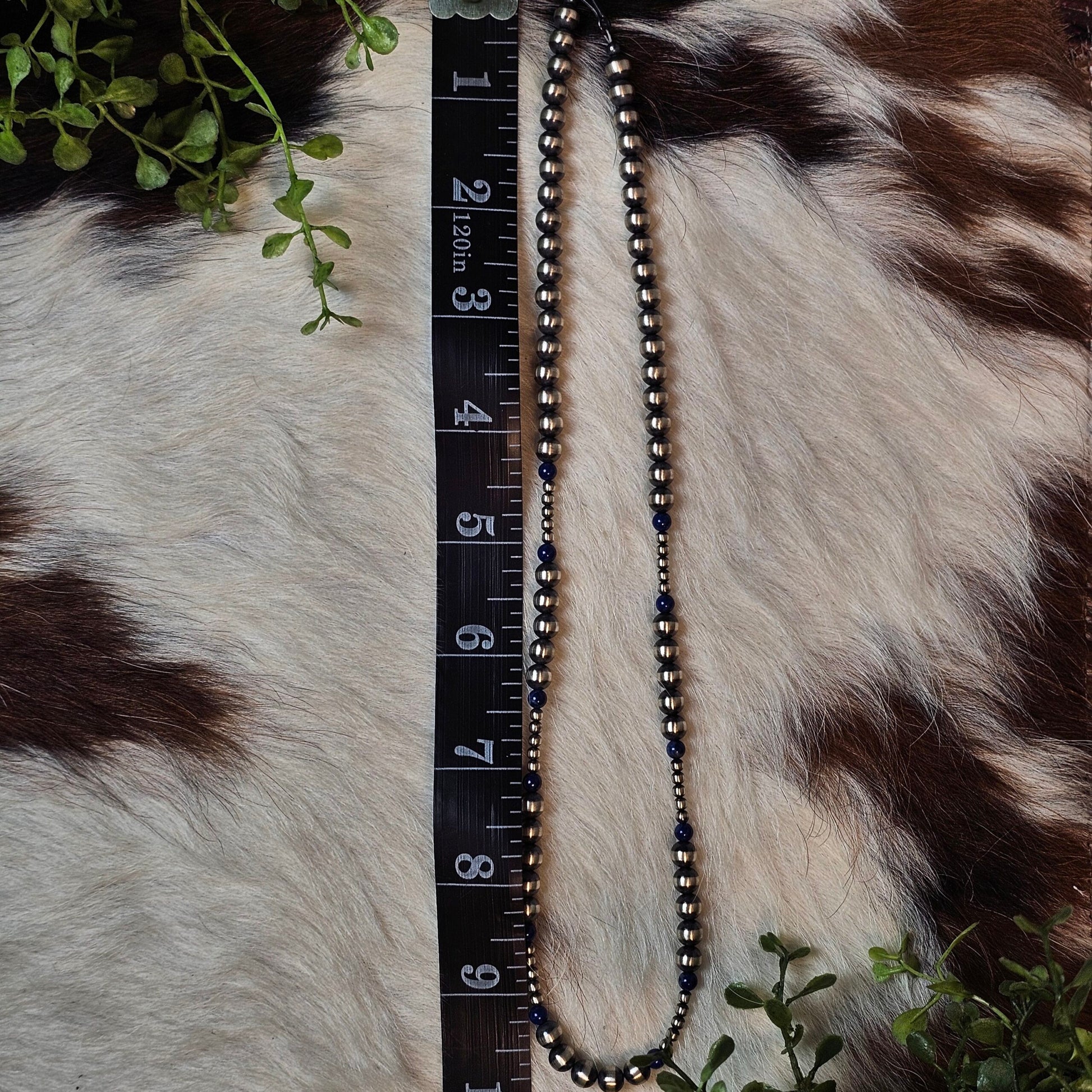 20in. Navajo Pearl Necklace w/ Blue Lapis