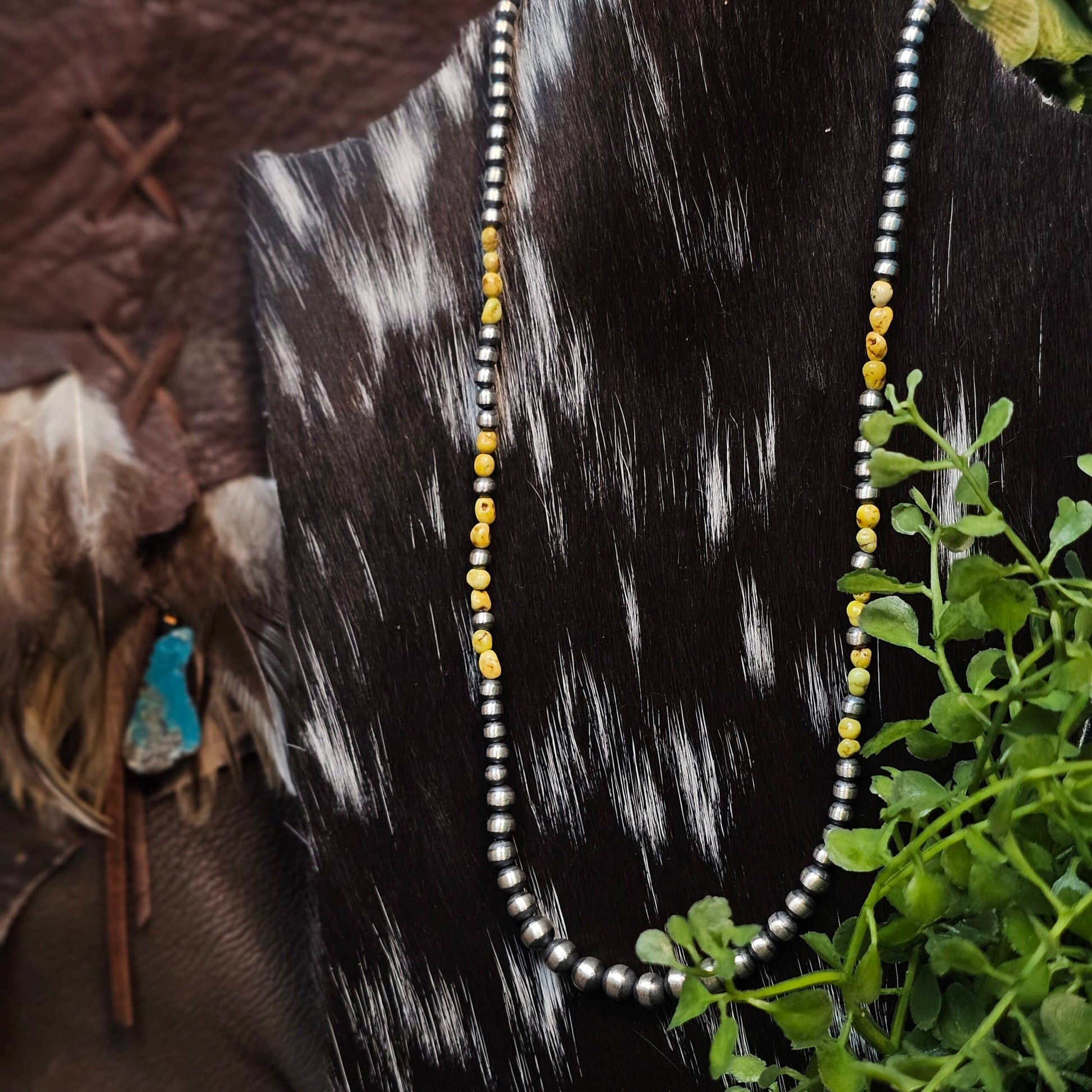18in. Navajo Pearl Necklace w/ Palomino Turquoise
