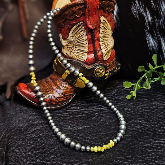 18in. Navajo Pearl Necklace w/ Palomino Turquoise