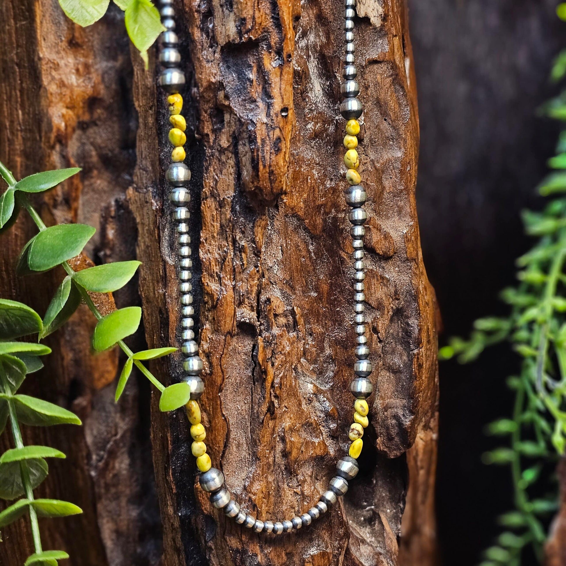 16in. Navajo Pearl Necklace w/ Palomino Turquoise