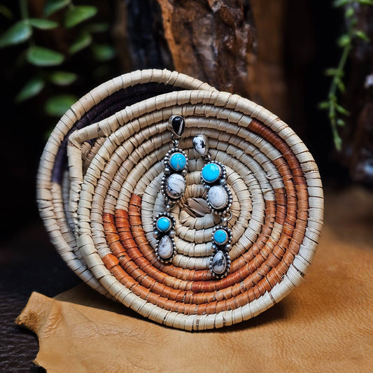 White Buffalo Earrings w/ Kingman Turquoise
