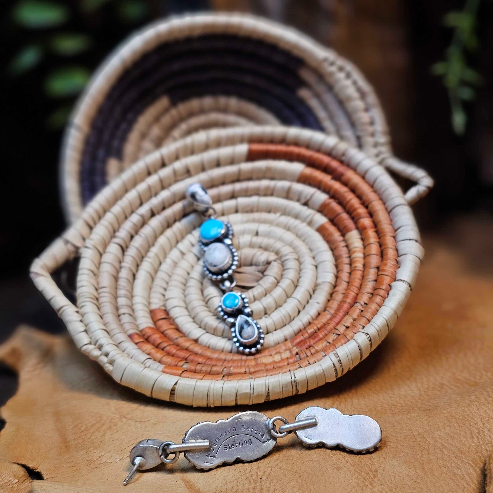 White Buffalo Earrings w/ Kingman Turquoise