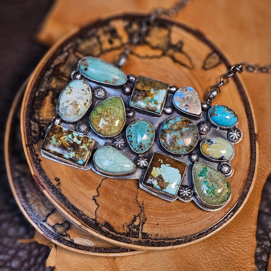 Assorted Stone Necklace w/ Boulder Turquoise and Royston Turquoise
