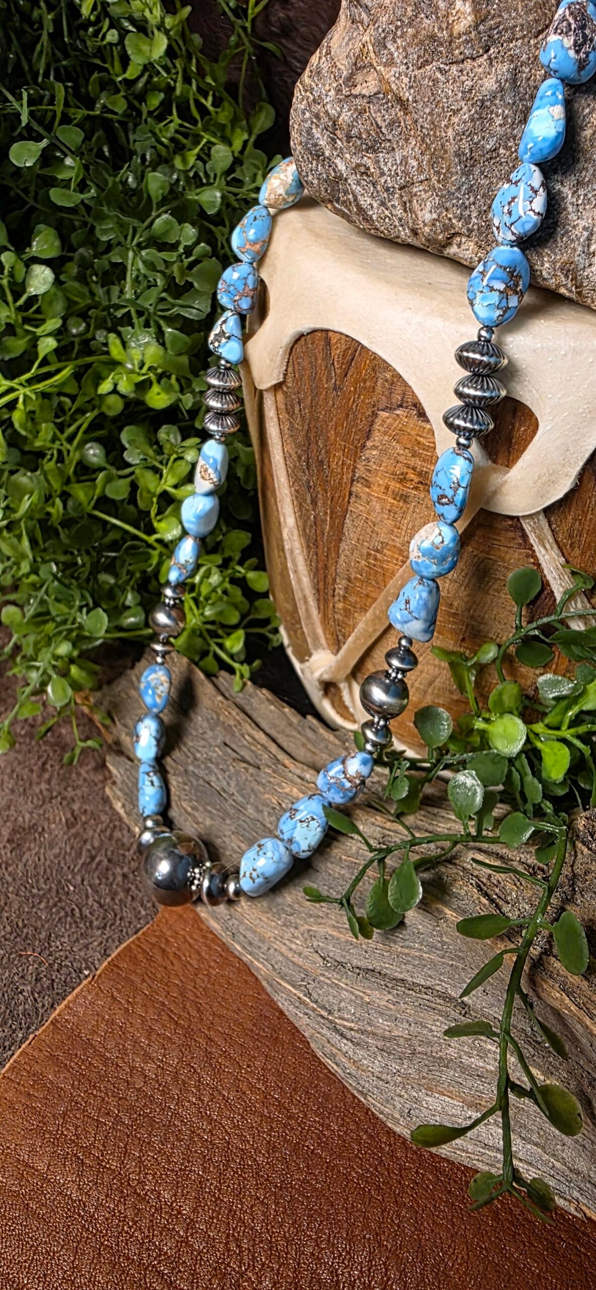 Navajo Pearl Necklace w/ Golden Hills Turquoise