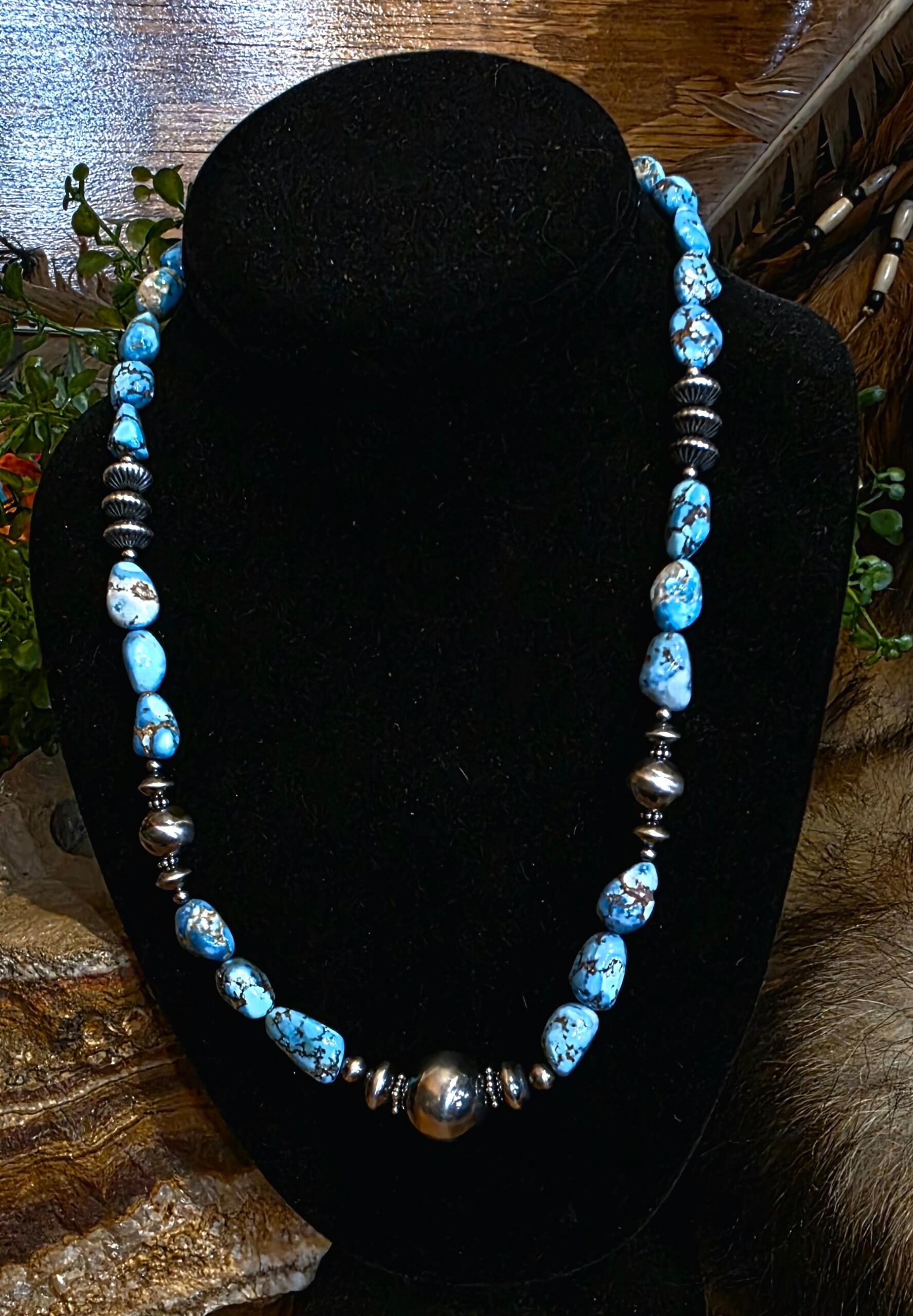 Navajo Pearl Necklace w/ Golden Hills Turquoise