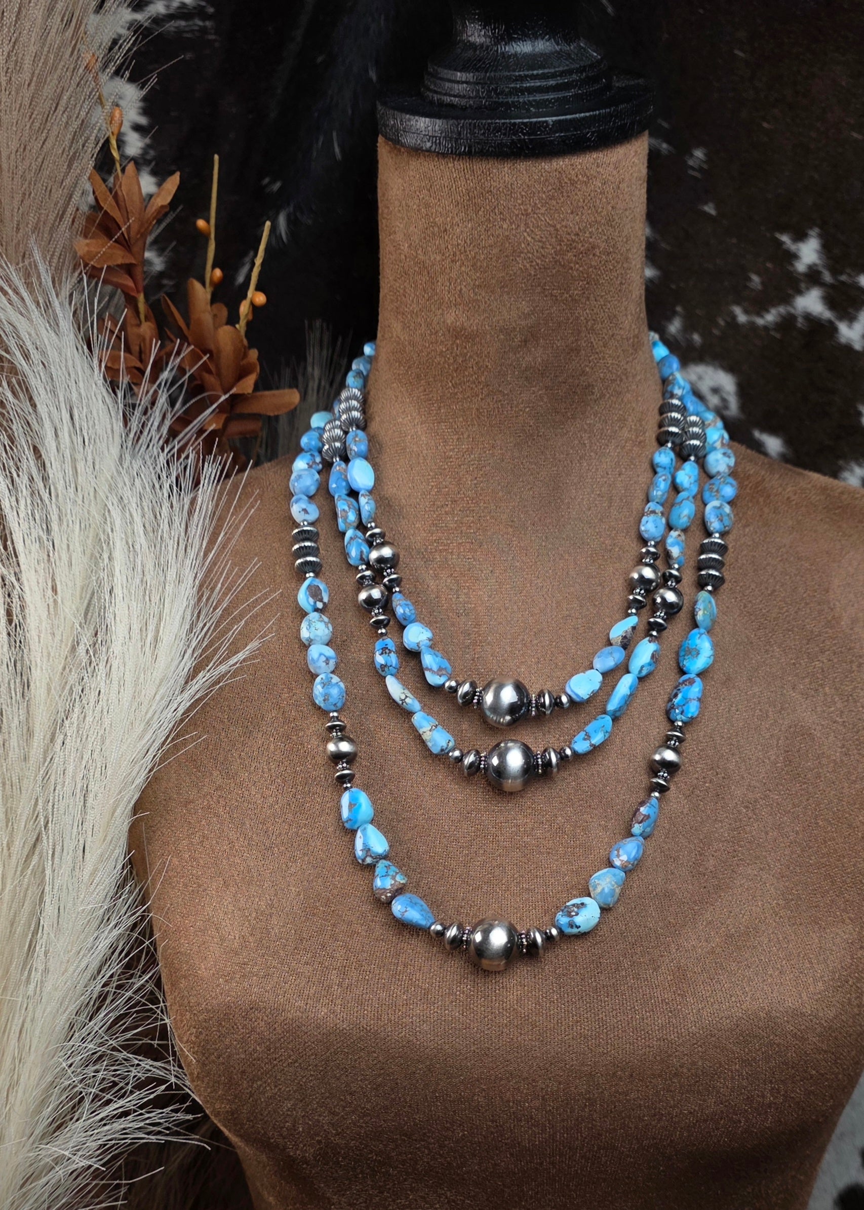 Navajo Pearl Necklace w/ Golden Hills Turquoise