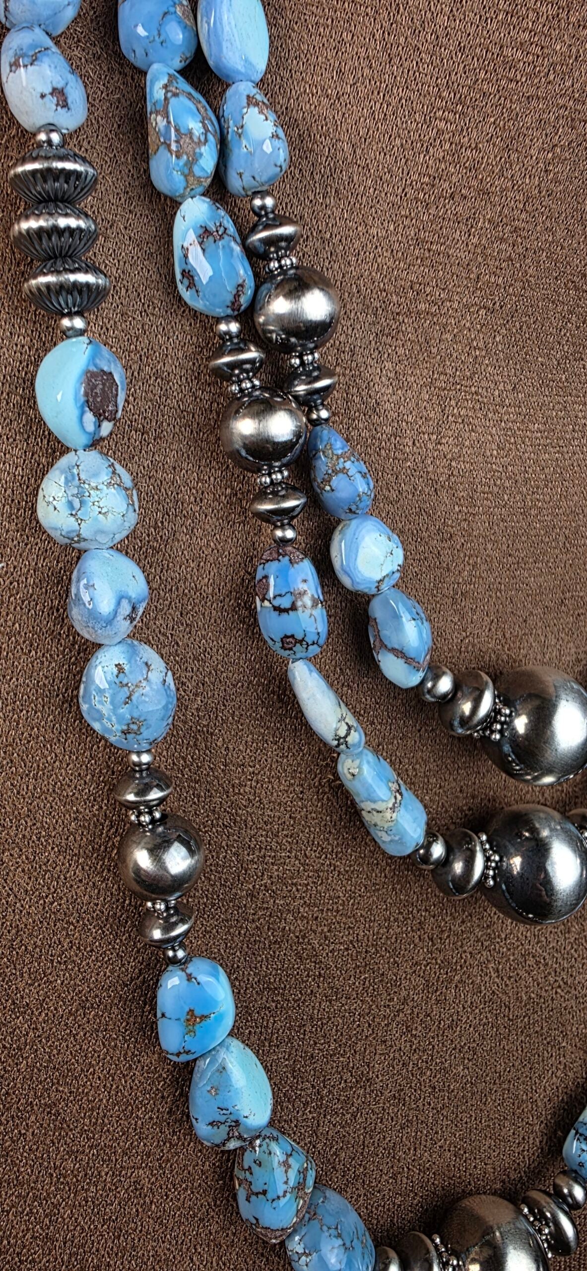 Navajo Pearl Necklace w/ Golden Hills Turquoise