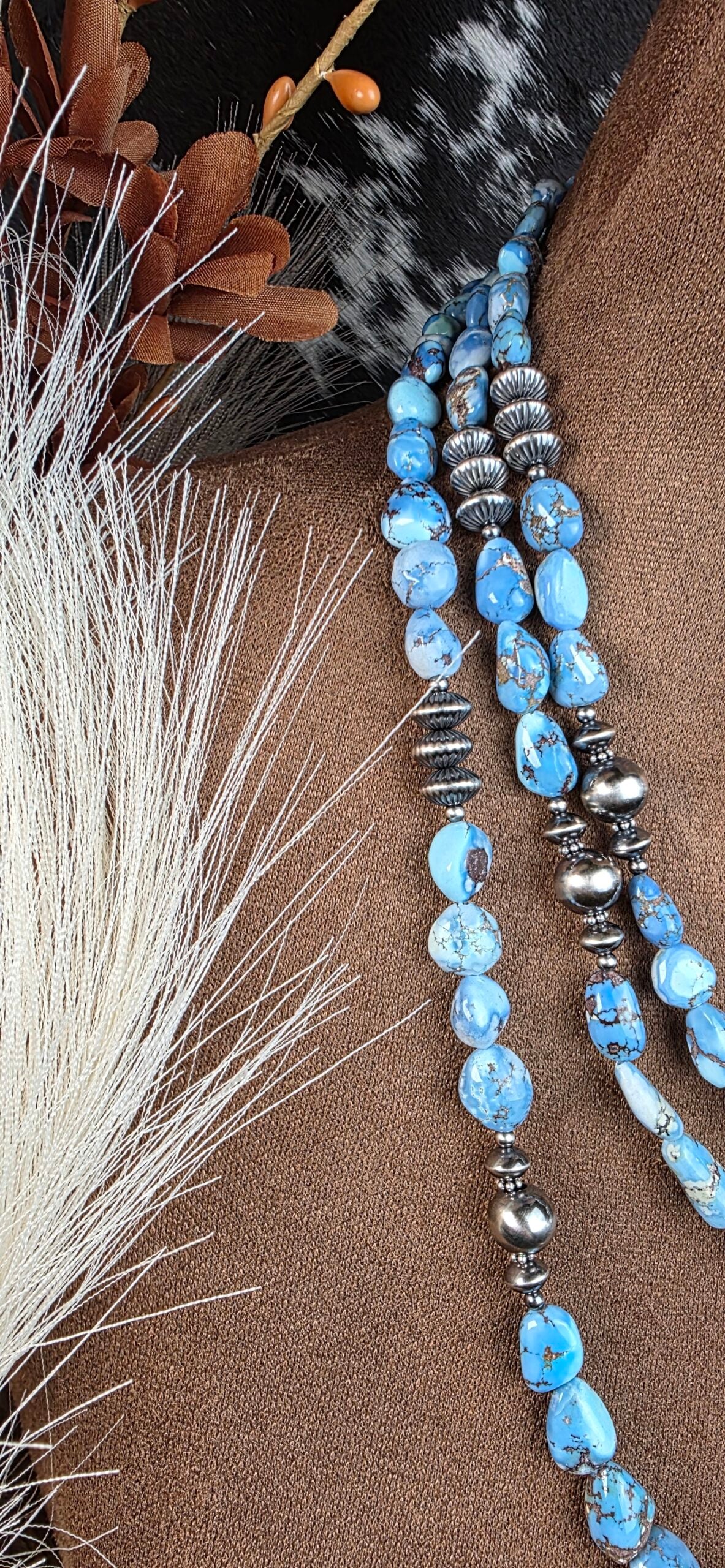 Navajo Pearl Necklace w/ Golden Hills Turquoise