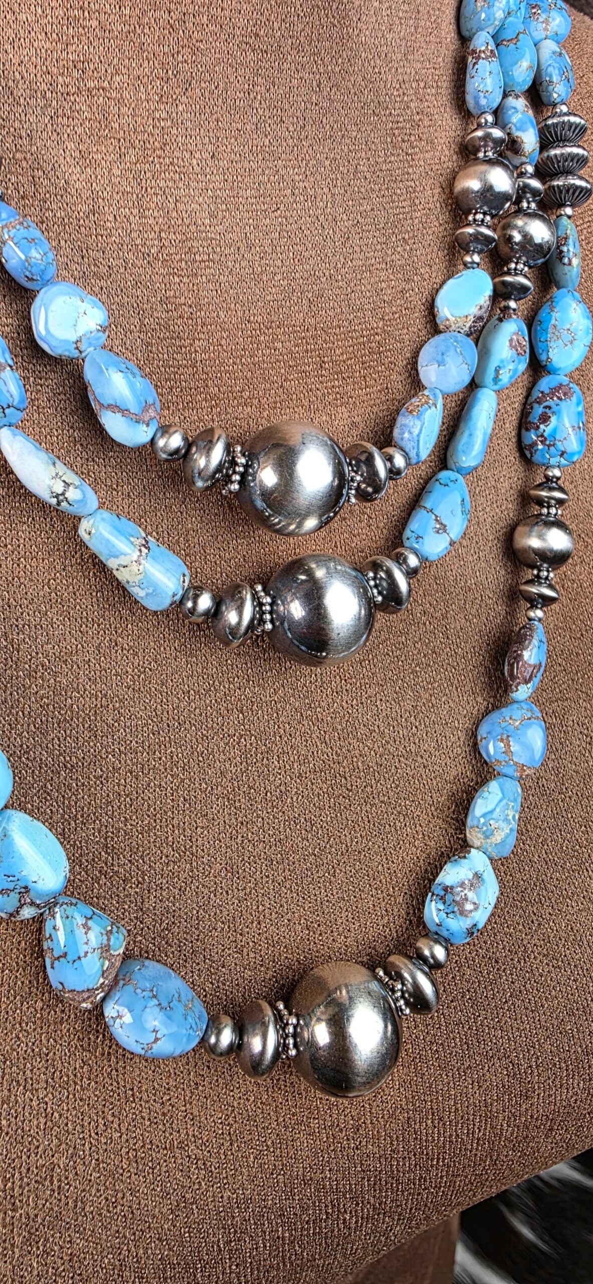 Navajo Pearl Necklace w/ Golden Hills Turquoise