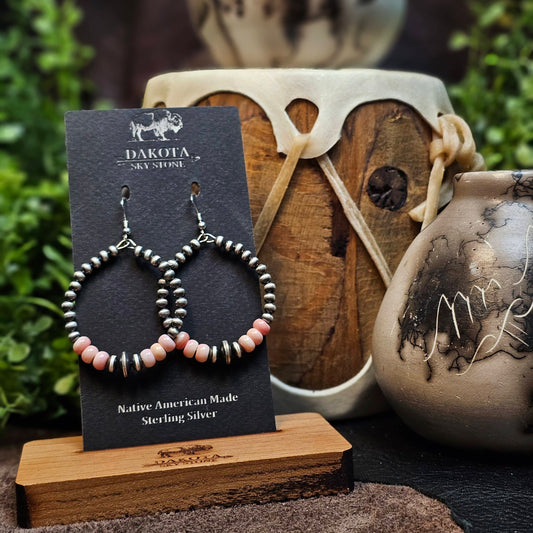 Navajo Pearl Earrings w/ Pink Conch