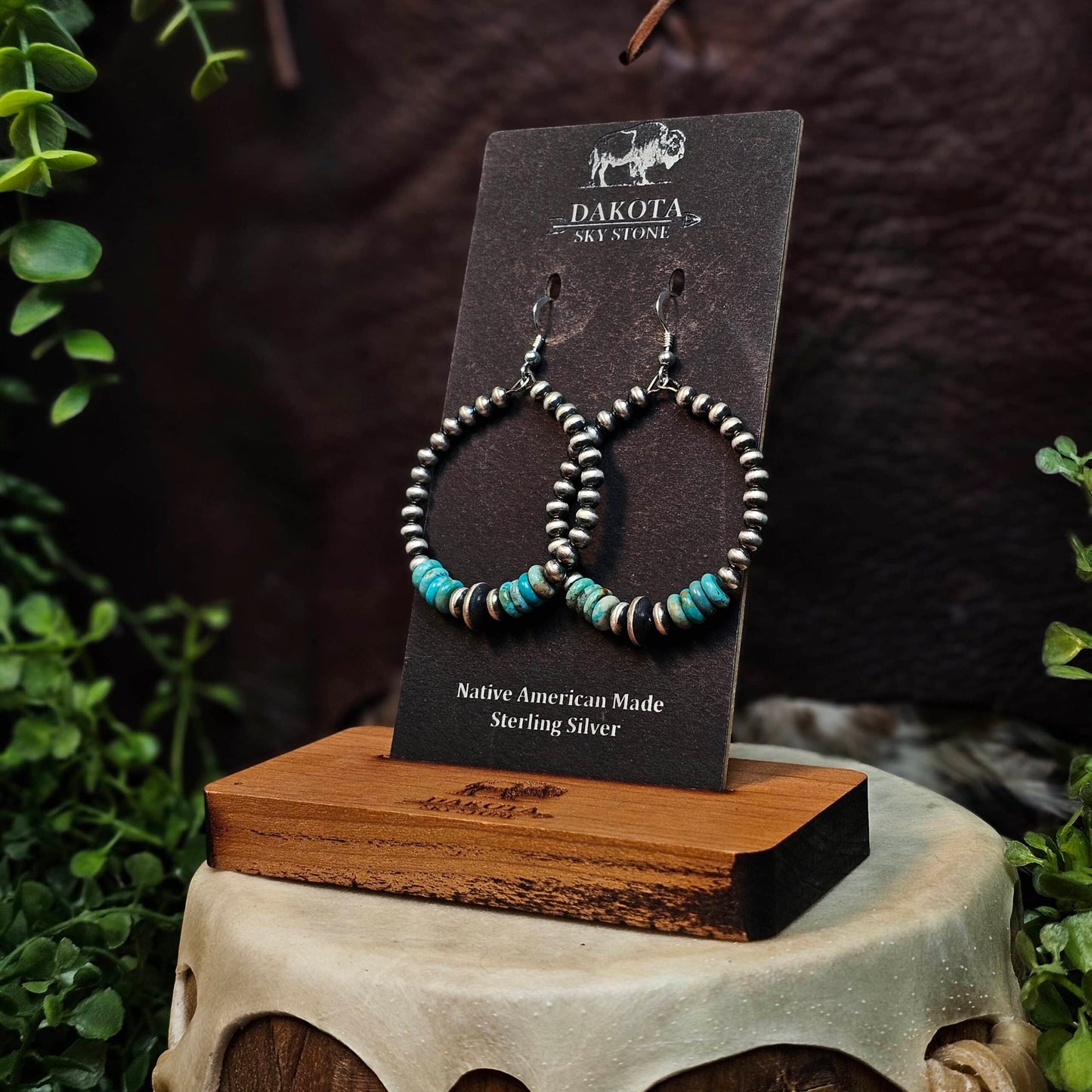 Navajo Pearl Earrings w/ Nevada Turquoise