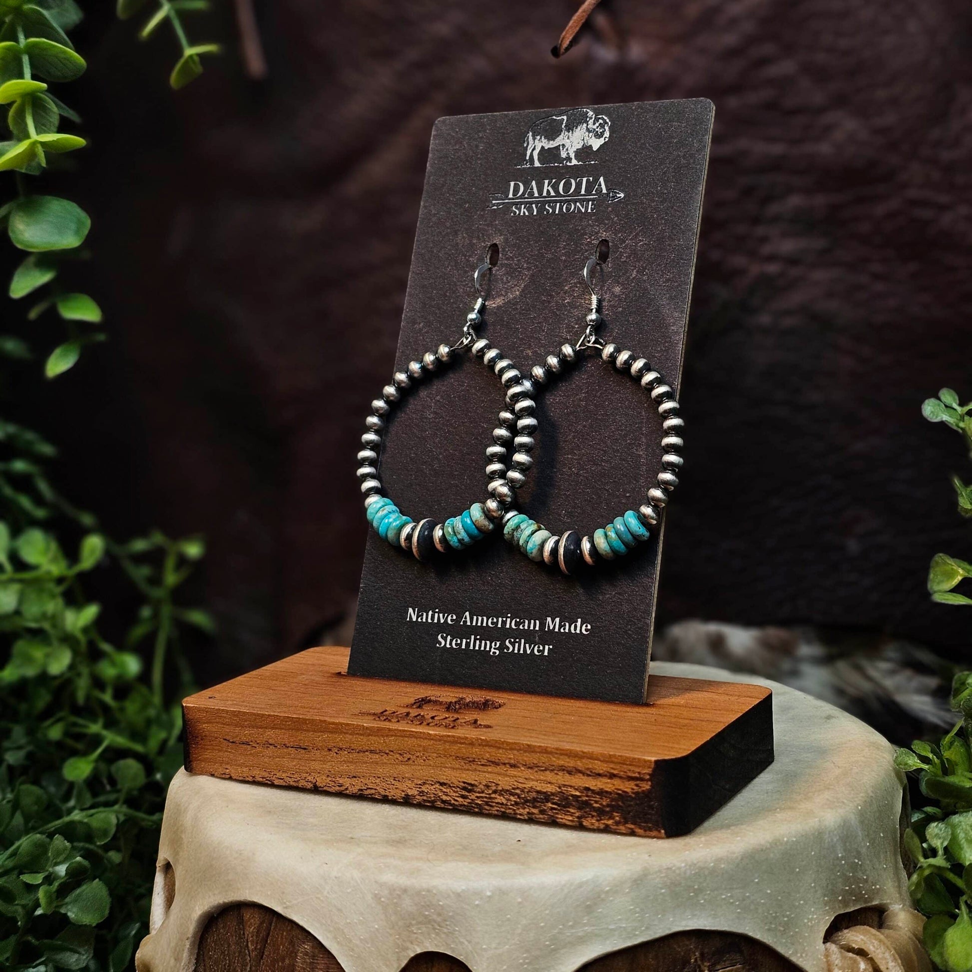 Navajo Pearl Earrings w/ Nevada Turquoise