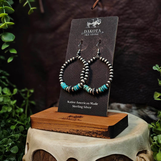 Navajo Pearl Earrings w/ Nevada Turquoise