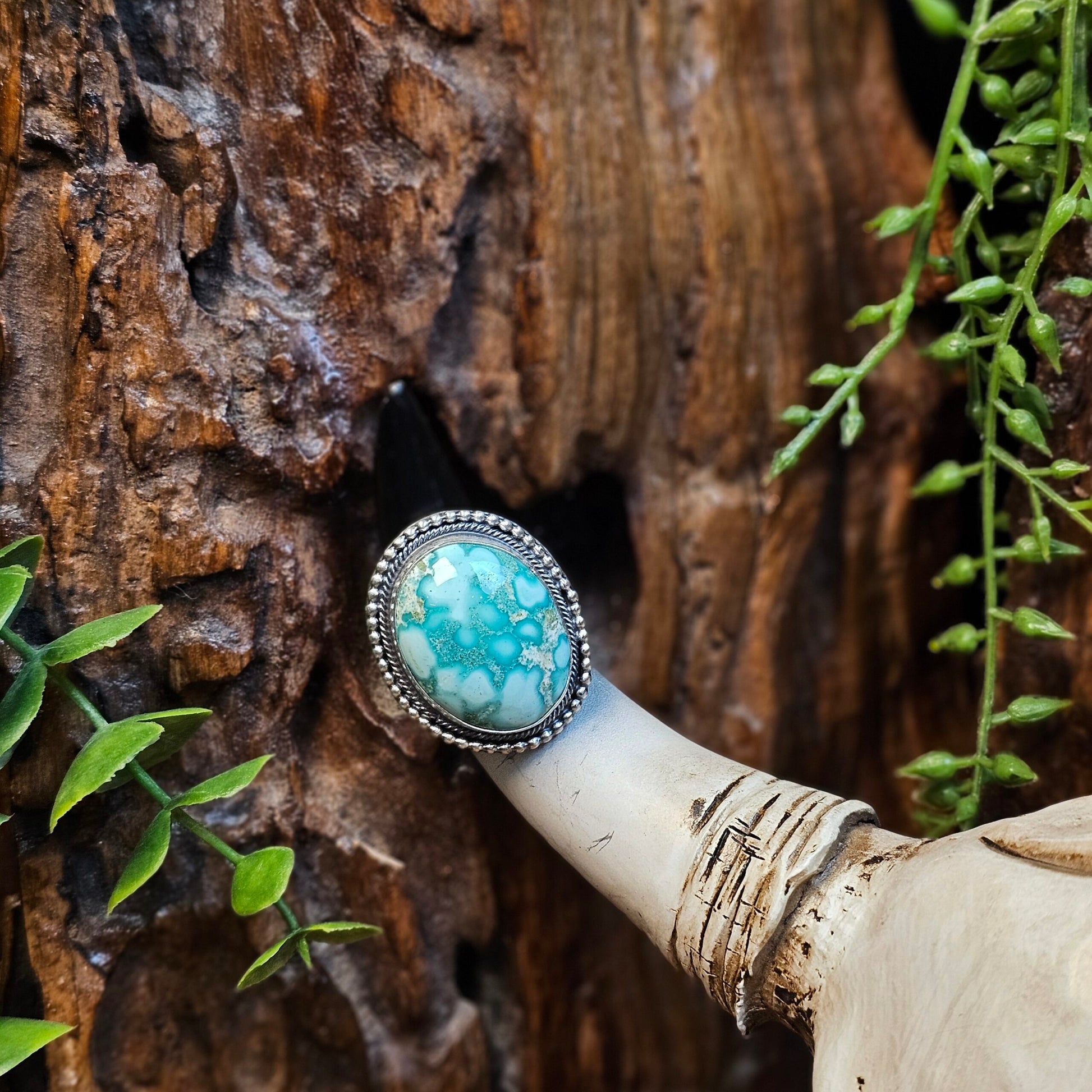 White Water Turquoise Ring - Size 5.5