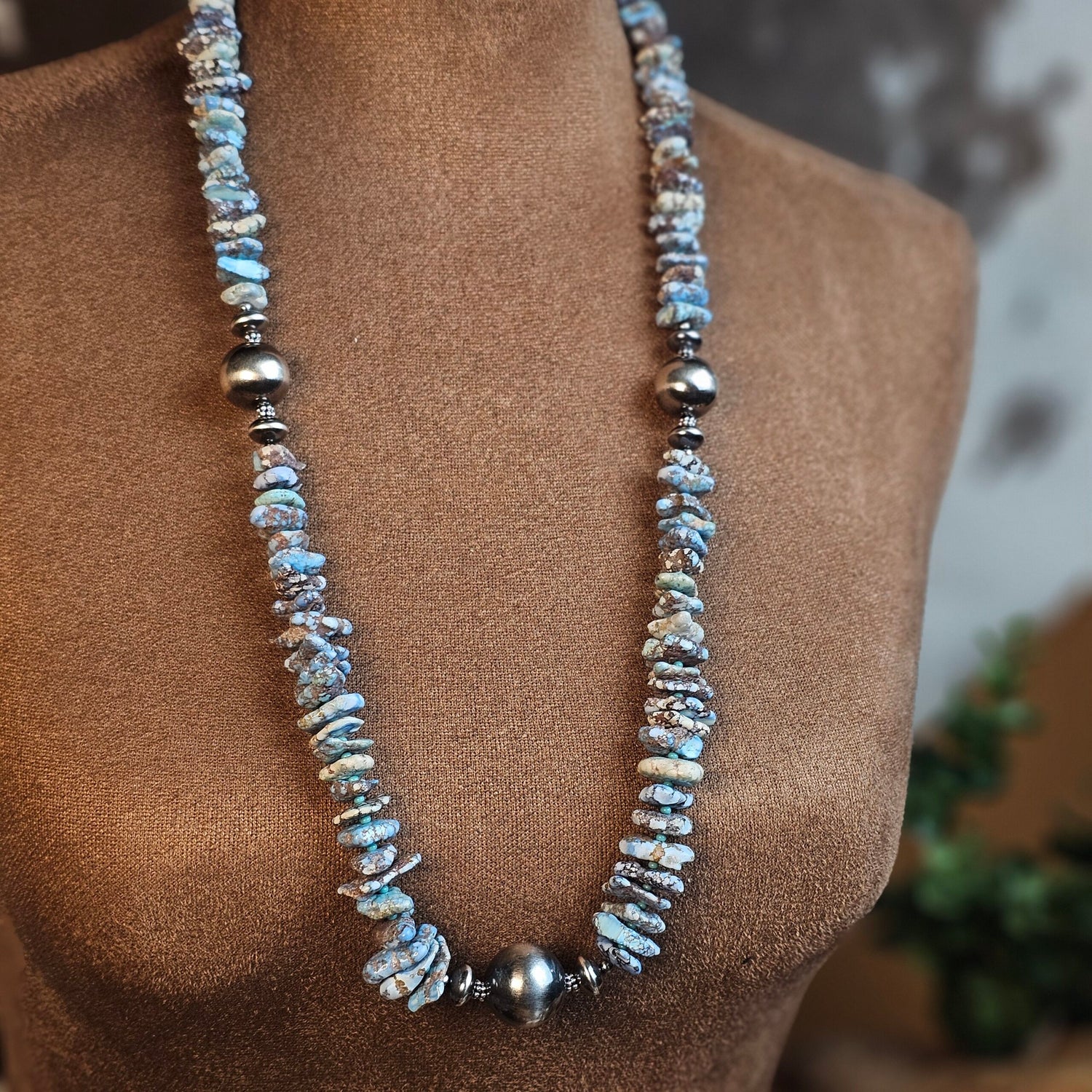 28in. Golden Hills Turquoise Heishi Necklace
