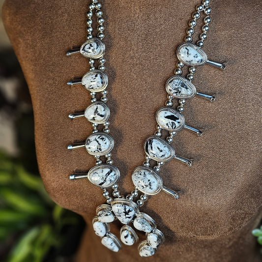 White Buffalo Squash Blossom Necklace