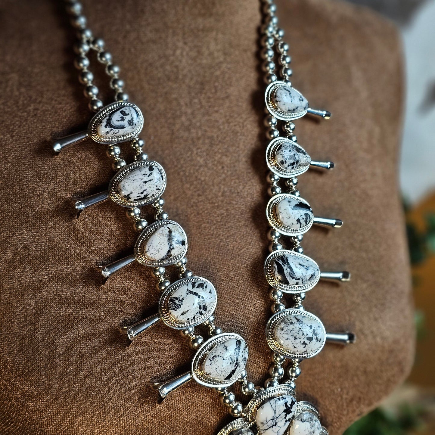 White Buffalo Squash Blossom Necklace